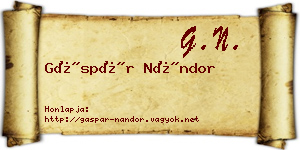 Gáspár Nándor névjegykártya
