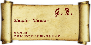 Gáspár Nándor névjegykártya